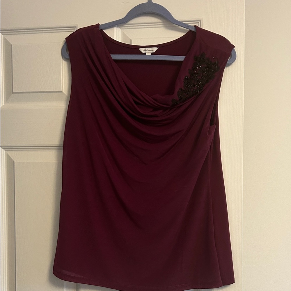 Reitmans Burgundy Top with Black sequins Accent